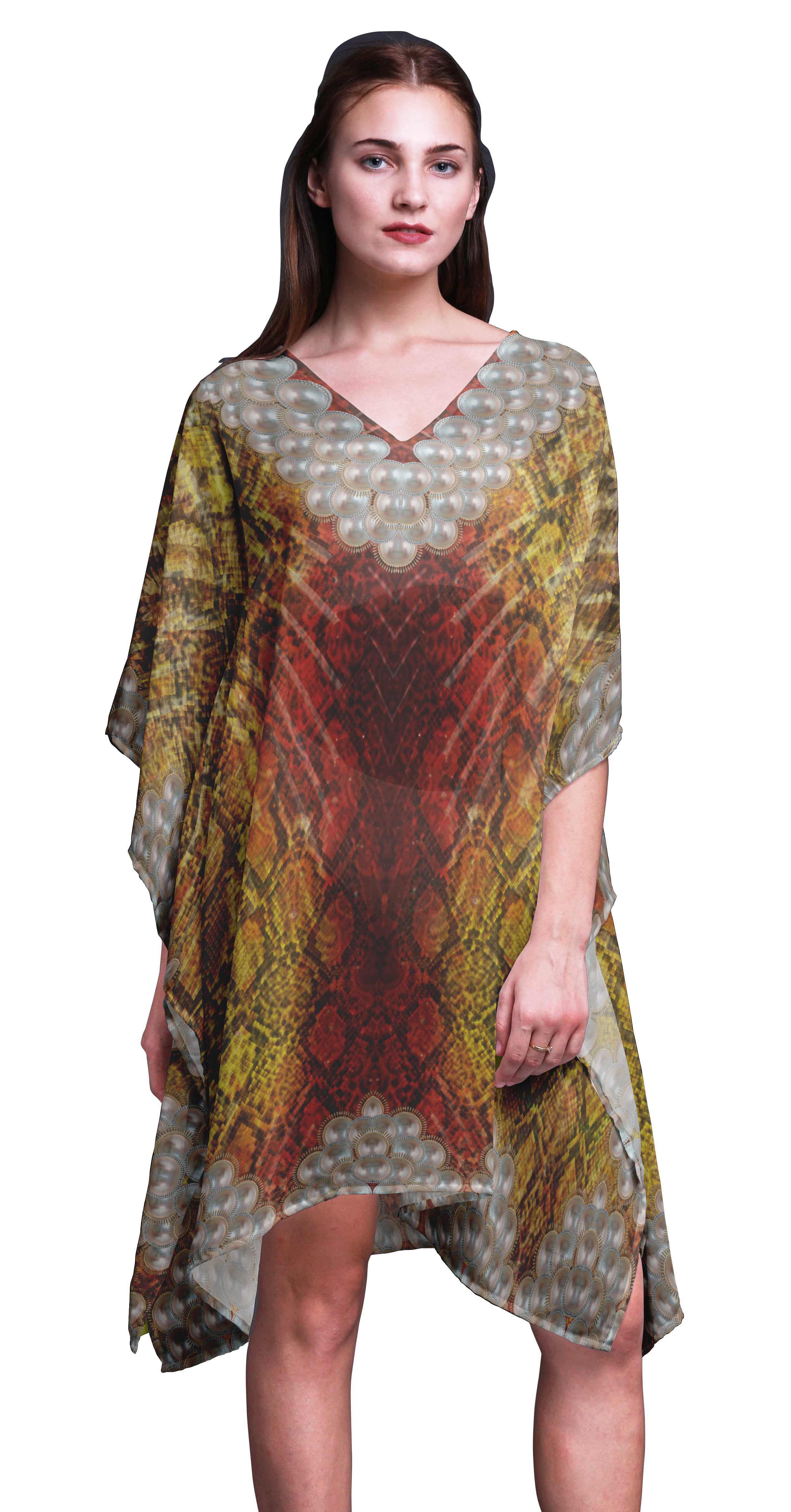 

Phagun Жіноча коротка пляжна кафтан, пляжна сукня-бікіні Coverup Midi Dress-4X-5X XL-3X жовтий