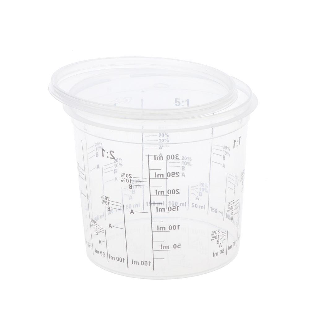 Calibrated Mixing Ratios Disposable Clear Graduated Plastic Mixing Cups for Paint UV Resin Epoxy 400ml Measuring Ratios
