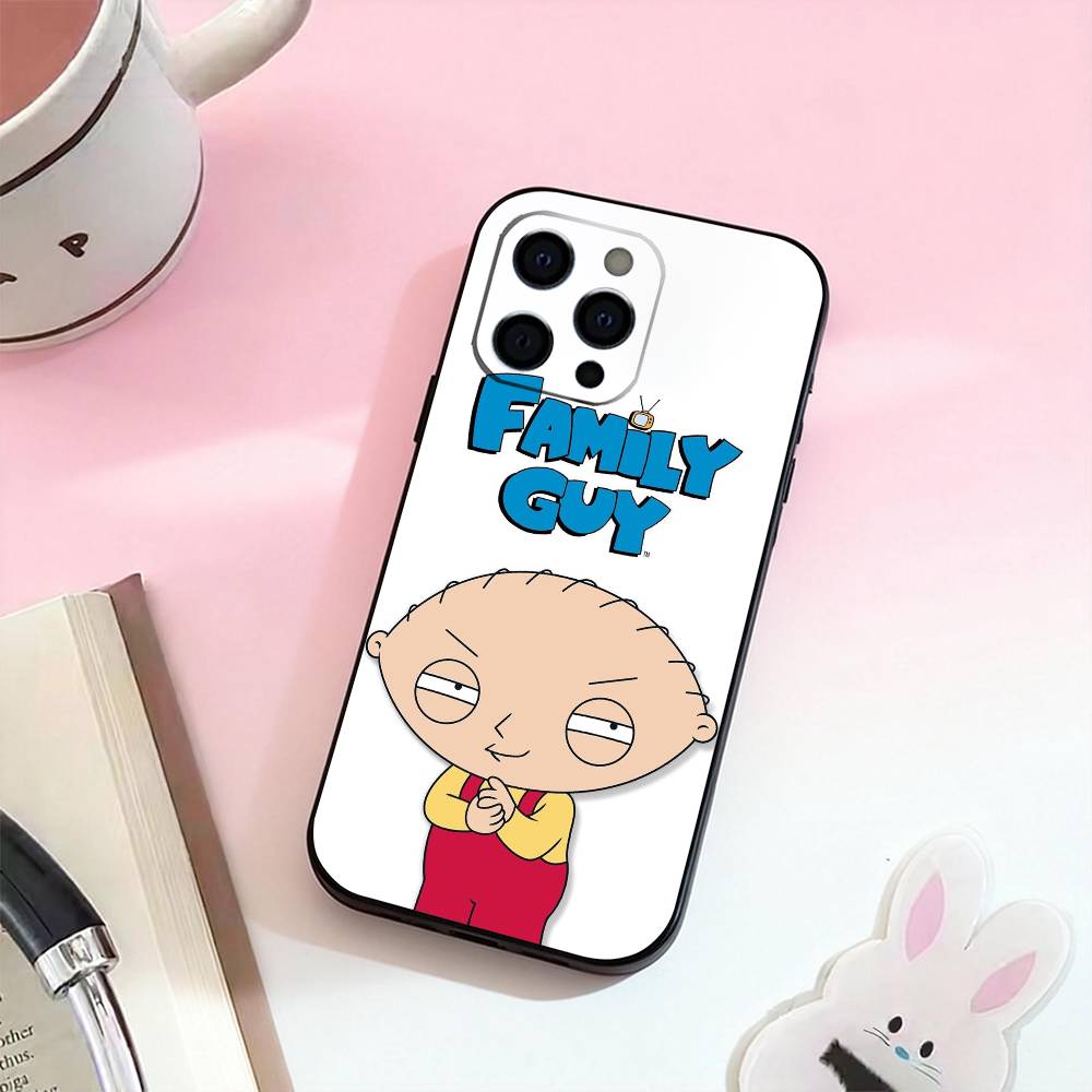 Cartoon F-Family Funny Guy Phone Case For iPhone 17,16,15,14,13,12,11 Plus,Pro Max,Soft Silicone Black Cover