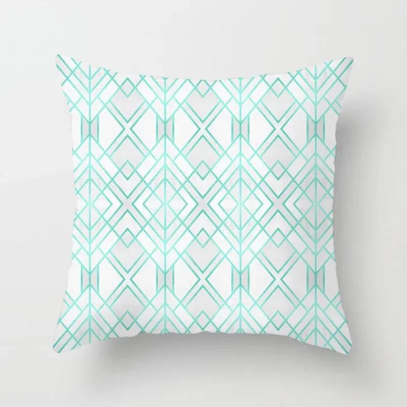 45x45cm Light Blue Green Mint Cushion Cases Modern Geometry Print Boho Decorative Pillowcase Sofa Couch Throw Pillows