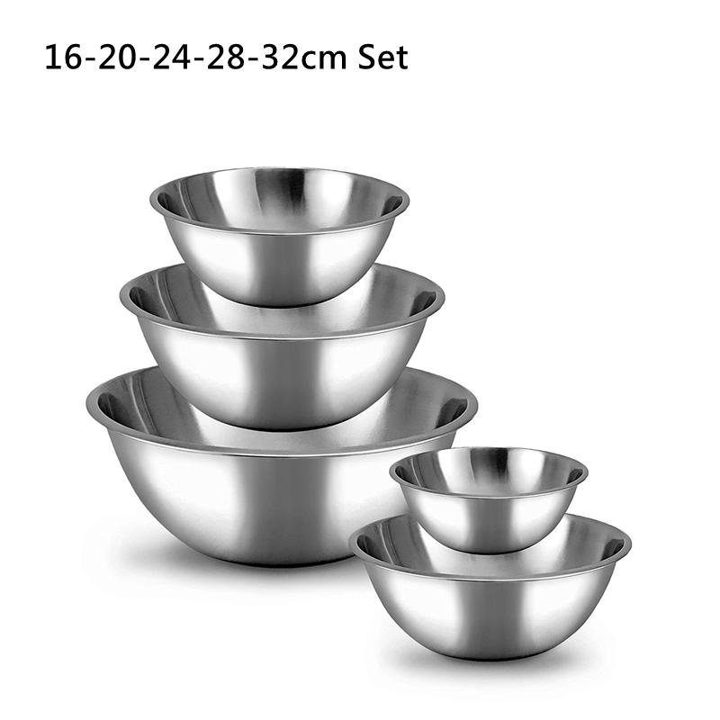 Set boluri de salată din oțel inoxidabil 304 de capacitate mare de 16-32 cm, bol pentru amestecare, pentru prepararea de bucătărie, recipient pentru depozitarea legumelor