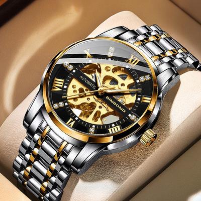Automatic Mechanical Men's Watch Skeleton Hollow Stainless Steel Luminous Waterproof Wristwatch Relogio Masculino