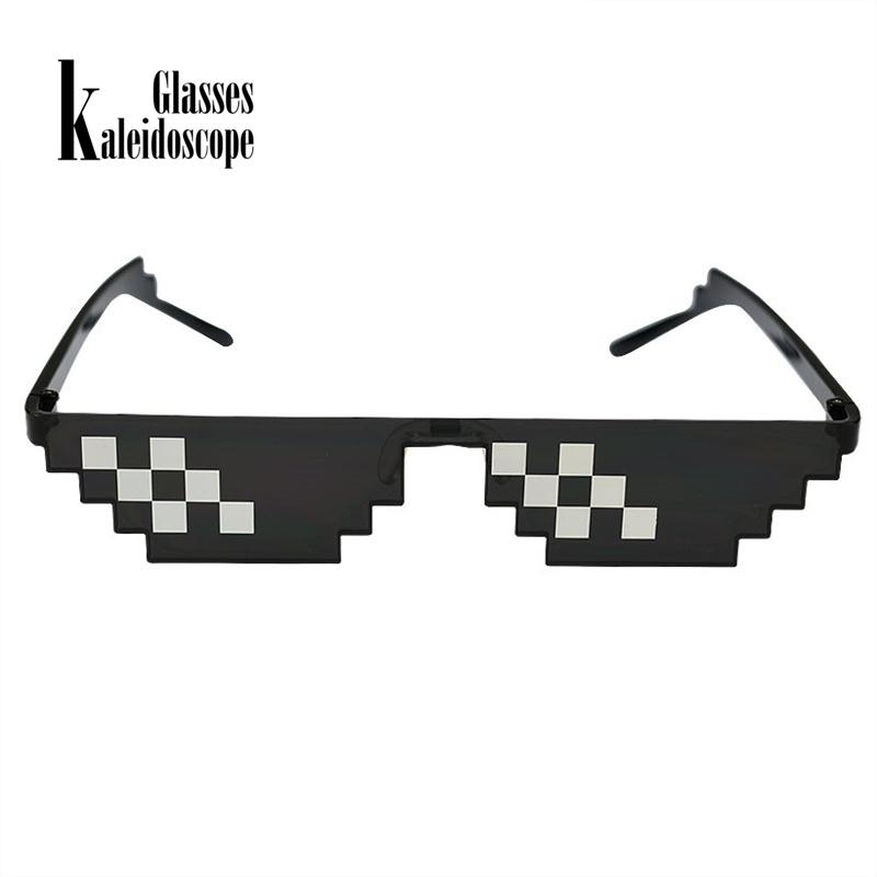 Freedom Outdoors Men's Black Kaleidoscope Glasses Pixel Glasses Deal With It Sunglasses Thug Life 8 Bit Glasses For Cm