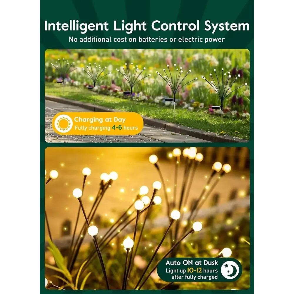 Solar Firefly Lights with 6/8/10 LEDs Starlight Swaying Garden Landscape Ambiance Lights for Patio Trail Outdoor Decor