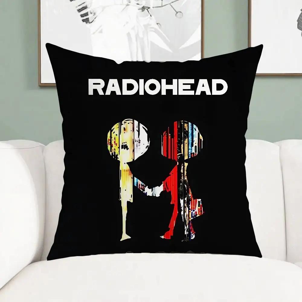 R-Radiohead Rock Band Pillow Case Throw Pillow Cover Nordic Vintage Style Cushion Covers Home Living Room Sofa Couch Seat Decor