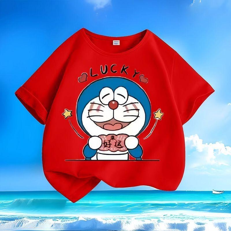 Doraemon Cartoon Children's T-Shirt Summer New Loose Round Neck Casual Fashion Short Sleeve