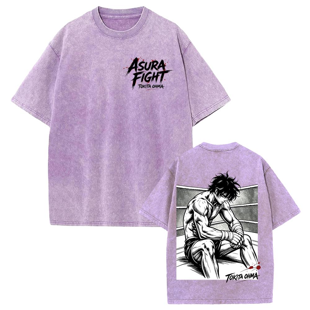 Tokita Ohma Kengan Ashura Anime Clothing Men Women Oversized T-shirts Short Sleeve Washed T Shirt Cotton Tshirt Harajuku Tops
