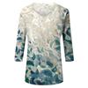 Women's Tops Three-quarter Sleeve Shirt V-neck Loose Casual Shirt Print T-shirt