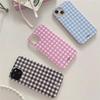 Luxury Clmj Danish Pastel Checkered Phone Case for iPhone 17 16 15 14 13 12 11 Pro Max Plus Air Glossy Film Hard PC Cover