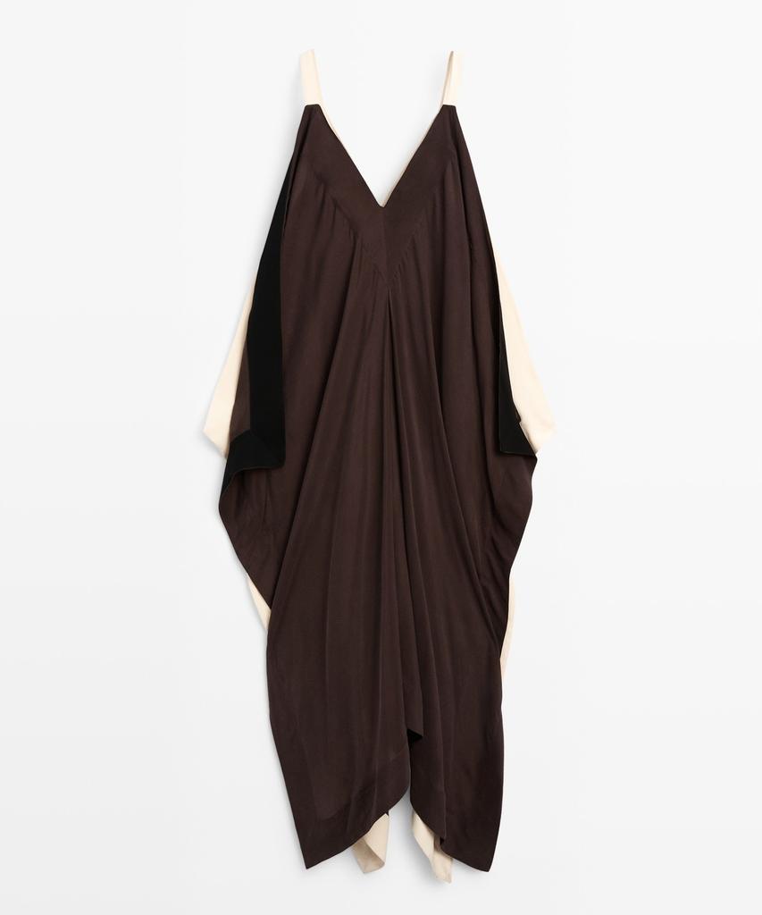 Masimodutti Fluid Midi Dress With Contrast Details