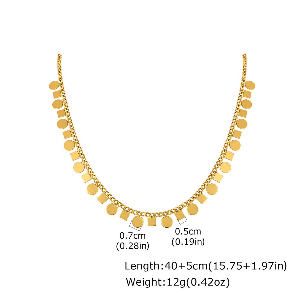 Vnox Minimalism Gold Plated Round Tassel Pendant Necklace for Women, Geometry Heart Charms Chain Necklace Free Trendy Jewelry