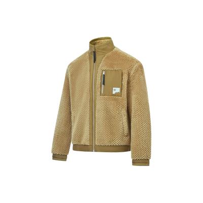 Li Ning Einfarbige Strickjacke mit Stehkragen Herrenjacke Seed-Brown AFDT601-7