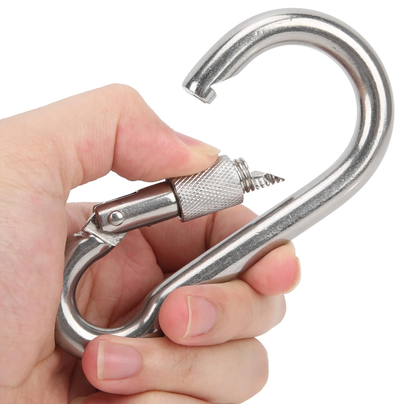 

5pcs 120mm Locking Carabiner Clip Heavy Duty Spring Snap Hook with Nut Lock Buckle for Camping
