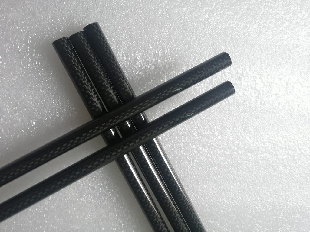 3K Kohlefaser Hohlrohr, 6mm Innendurchmesser x 8mm Außendurchmesser x 430mm Länge (2 Stücke), Leinwandbindung, Glänzende Oberfläche