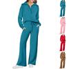 Women's Sportswear Suit Fall Oversized Half-Zip Sweatshirt Wide Leg Sweatpants Casual Suit Sportswear