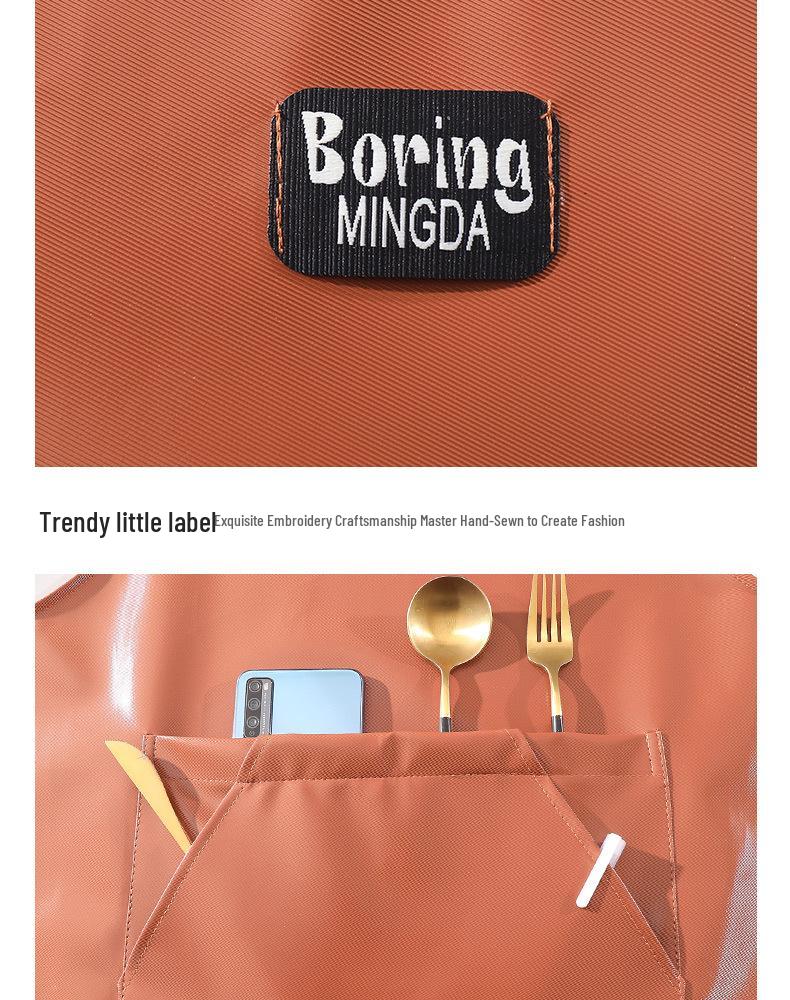 Waterproof PU Leather Kitchen Apron - Oil-Proof and Wash-Free for Home, Restaurant, or Catering Use (Unisex)