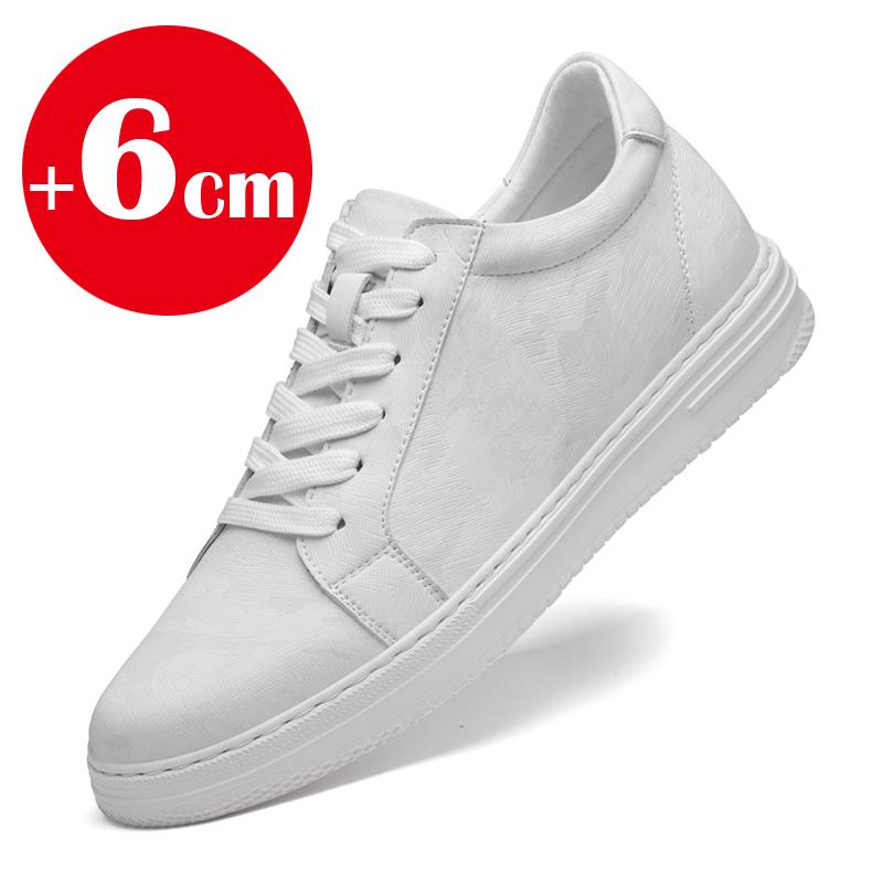 Breathable Outdoor Elevator Sneakers Men's Shoes PU Leather Increased 6cm Casual Shoes Walking Shoes Men's Elevator Sneakers