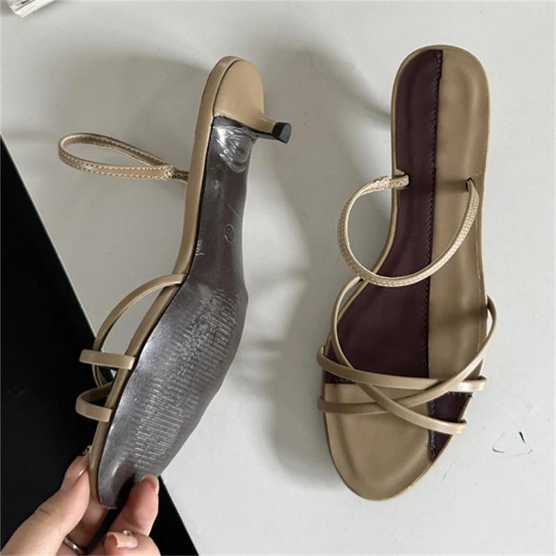 Fashion Eilyken New Summer Design Narrow Band Open Toe Sandals Women Slippers Fashion Thin Low Heels Party Dress Casual Shoes