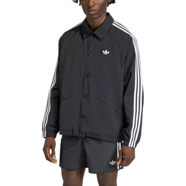adidas Originals Three Stripes Coach Comfortable Loose Fit Polo Button Jacket Men Jacket KE3598