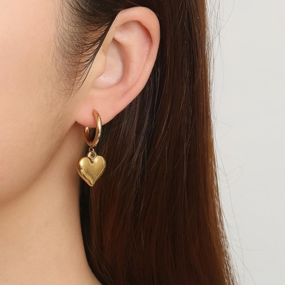 Zinc Zinc Alloy Dangle Drop Earrings Minimalist Hoop Earrings Temperament Heart-Shaped Earrings  Daily Wear