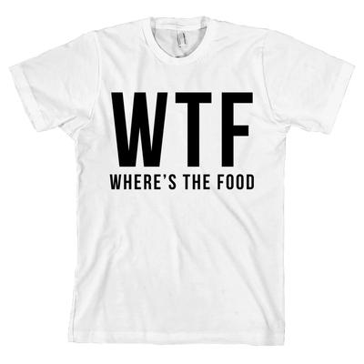 WTF Dov'è Il Cibo Bella + Canvas T-shirt Divertente Moda Tee Foodie NUOVO