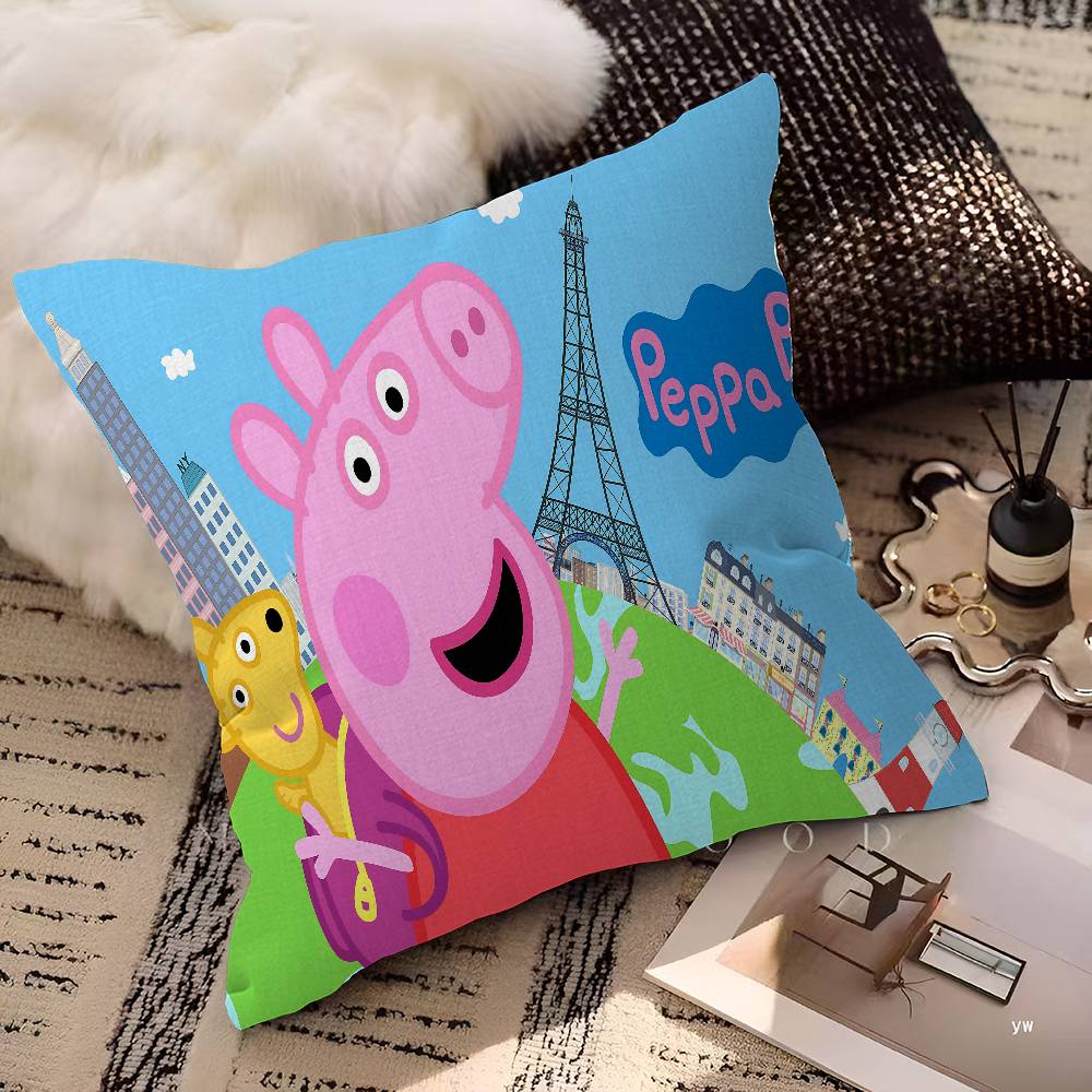 Cartoon P-Peppa-Cute Pig Pillow Anime Pillow Sofa Bed Head Pillow Cover Cushion Cover 45X45 Cm Fashion
