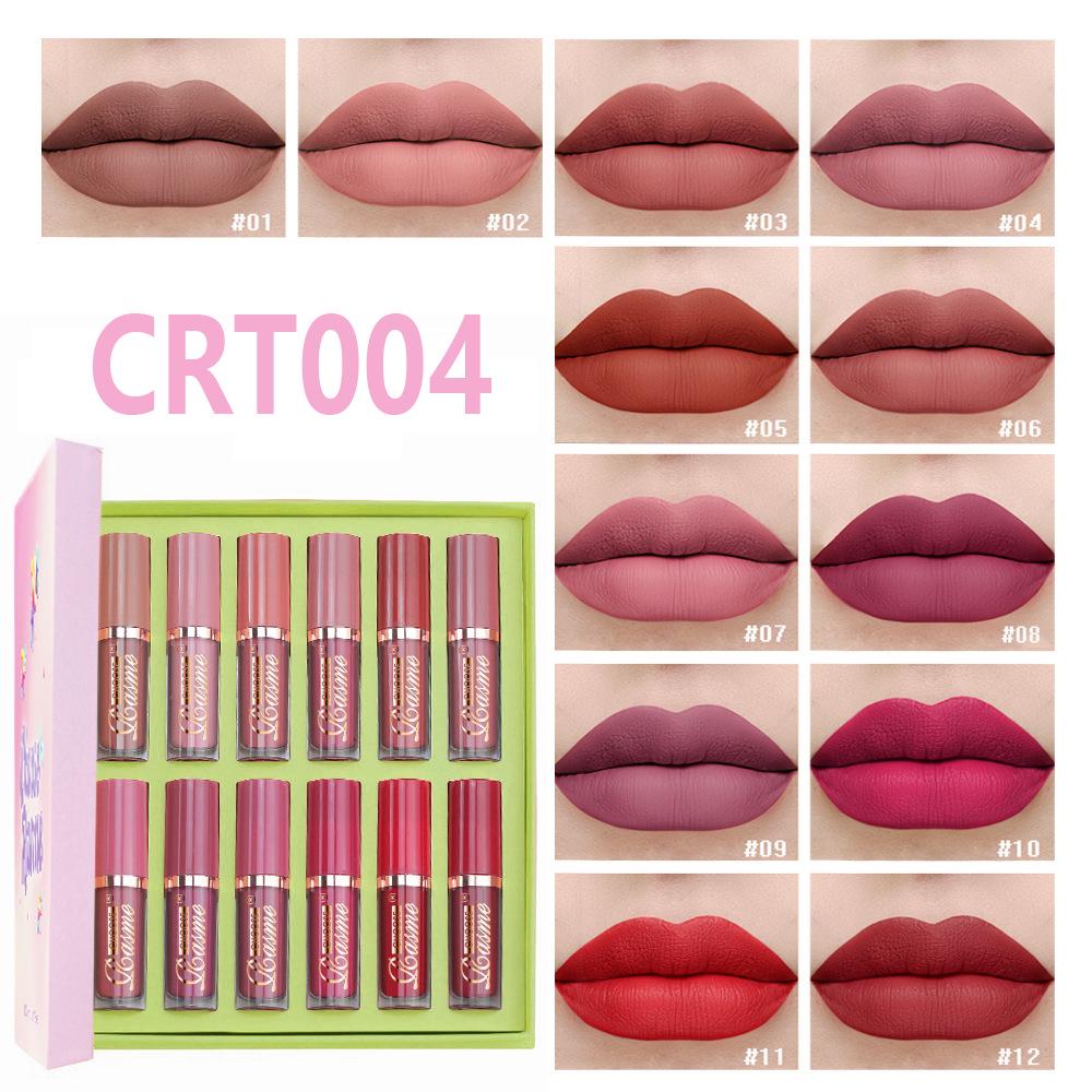 

12-Color Non-Stick Matte Lipstick Lip Gloss - Easy to Apply, Long-Lasting, Natural Finish