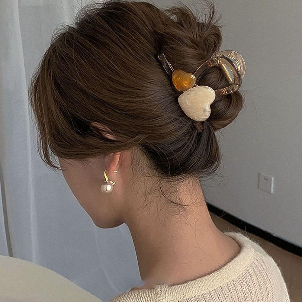 High Elastic Hair Clip Hair Accessories Shark Clip Gentle Love Heart Hairpin  Women