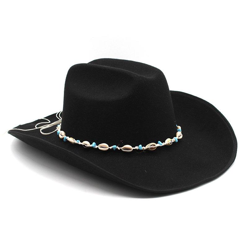 Hemmed Wool Hat Western Cowboy Top Hat Men'S And Women'S Couple Hat Ethnic Curled Felt Hat