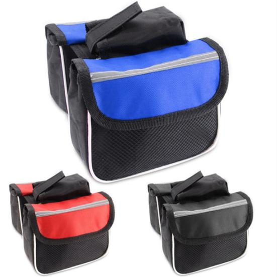 Bolsa de bicicleta com tira reflexiva anti-rachadura, à prova de choque, grande capacidade, alta resistência, 3 em 1, feixe frontal, tubo superior, bolsa de selim, acessórios para bicicleta