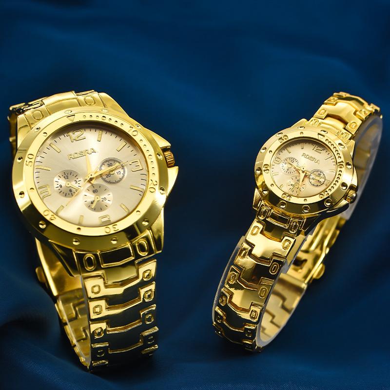 Herren Business Uhren Mode Stahlband Herren und Damen Luxus Gold Lässig Paar Uhren Drei Augen Zifferblatt Armbanduhr