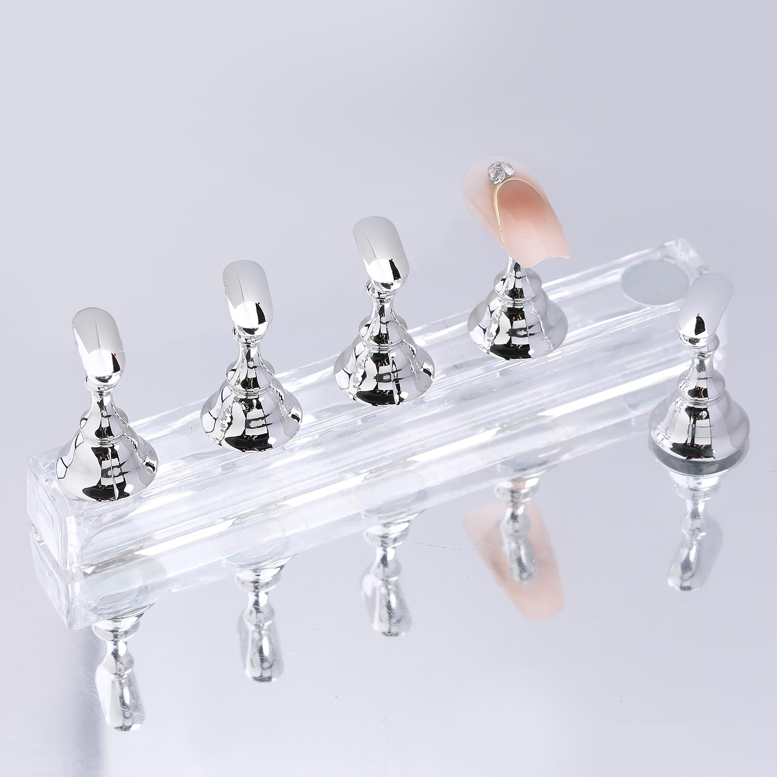 

Набор магнитных держателей для ногтей Подставка для тренировки с типсами искусственных ногтей Держатель с хрустальным основанием Акриловые полки для демонстрации Дисплей для нейл-арта для салона/DIY