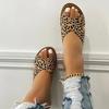 New Large Size Flat Bottom Casual Leopard Print Cross Type Women's Cool Slippers Large Size