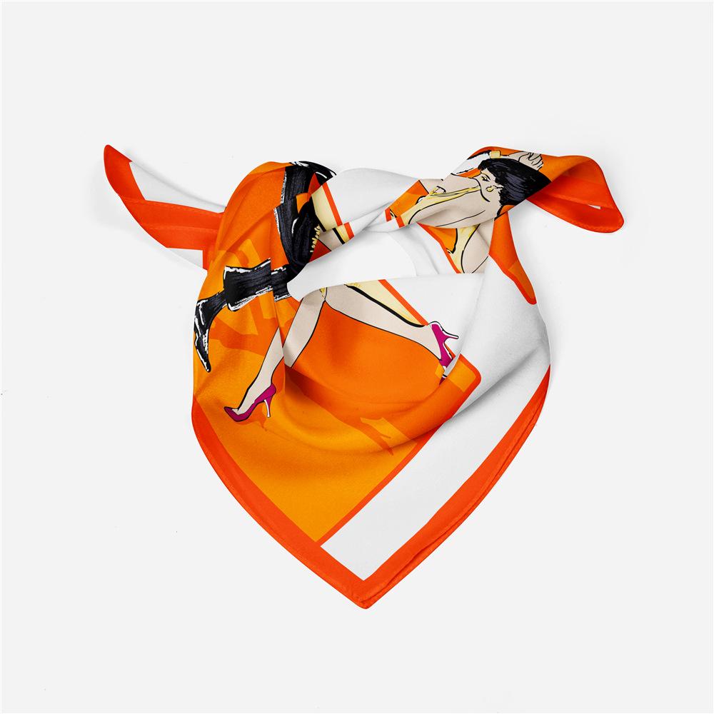 53cm Twill Silk Scarf Woman Lover Dancer Print Square Scarves Wraps Bandana Small Hijab Foulards Lady Tie Headband Neckerchief