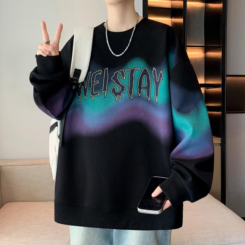 

Подростки Мальчики Ученики средней школы Старшеклассники Тренд Гонконгский стиль Осенняя одежда Свободный С длинным рукавом С круглым вырезом Свитер 4XL чёрный