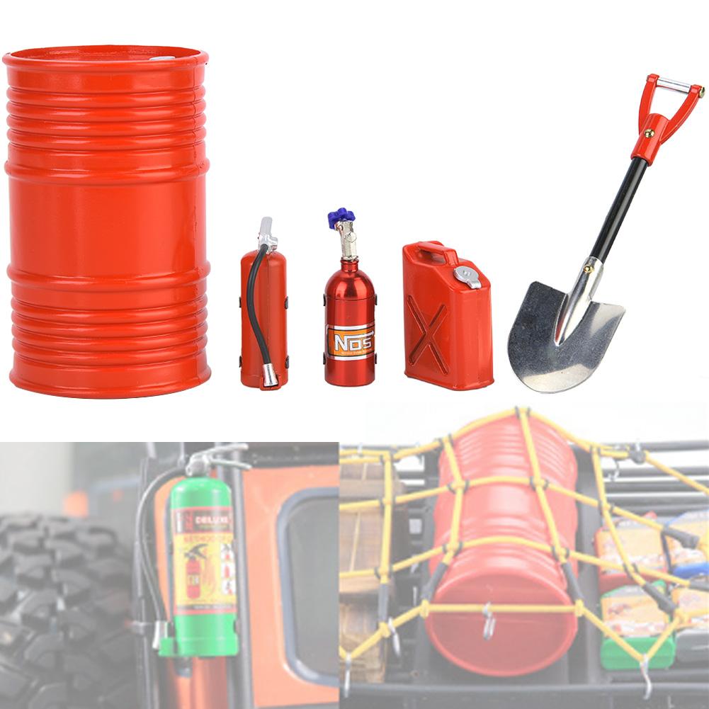 Fire Extinguisher Oil Drum Shovel Nitrogen Bottle Fit for SCX10 D90 TRX4 1 10 RC Car (Red)