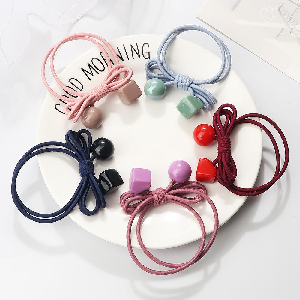 2pcs/set Fashion Cute Bowknot Hair Band for Girls Women Pink Ball Cube Decoration Headband Hair Accessories Holder Headwear Gift