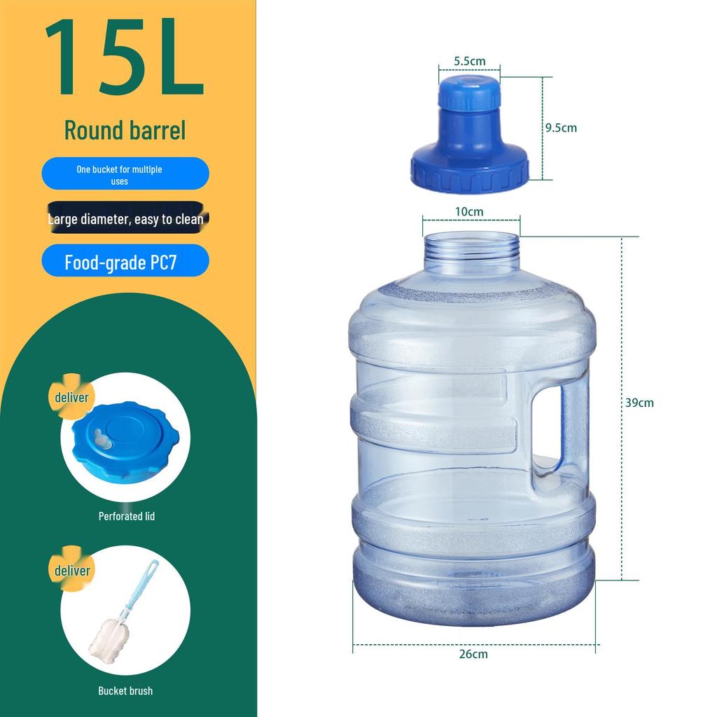 Wide Mouth Detachable Washable Mineral Water Dispenser Bottle - Hand-held Plastic Drinking Storage Barrel