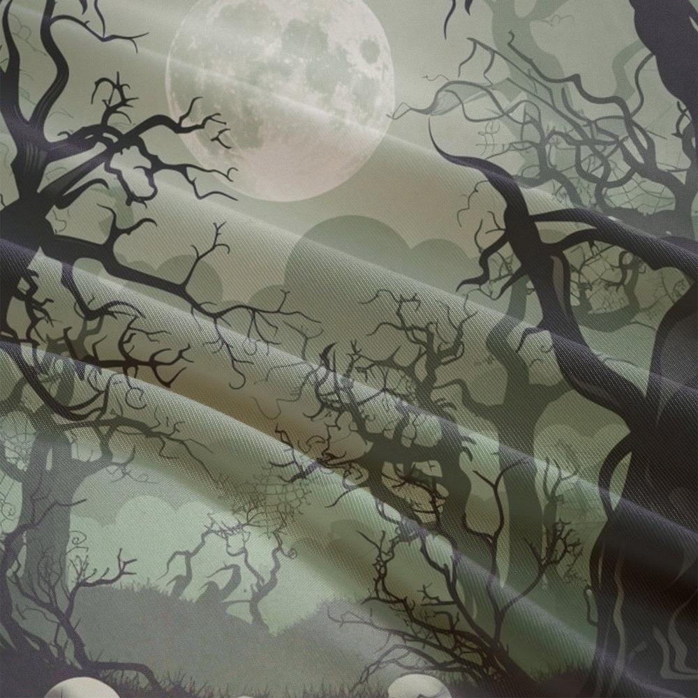 Halloween Bettwäsche-Set Schädel Nebel Wald Verwelkte Bäume Druck Gemütlicher Bettbezug King Queen Twin Größe Geburtstagsgeschenk Schlafzimmerdeko