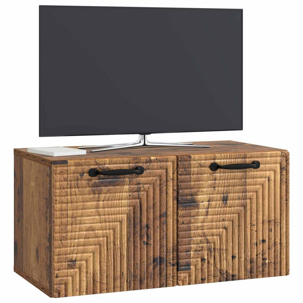 Wall Mounted TV Cabinet Reclaimed Wood Look 59.5 X 31 X 30 Cm