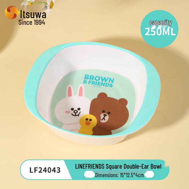 WUHE Kids Cartoon Melamine Double-Handle Feeding Bowl