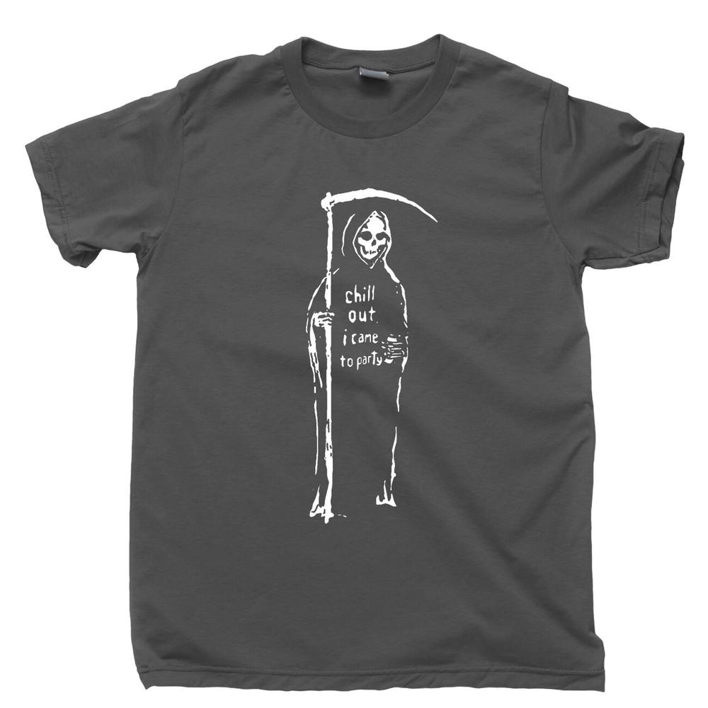 

Grim Reaper Drinking Beer T Shirt Ring Necklace Poster Hood Death Mask Robe Tee L