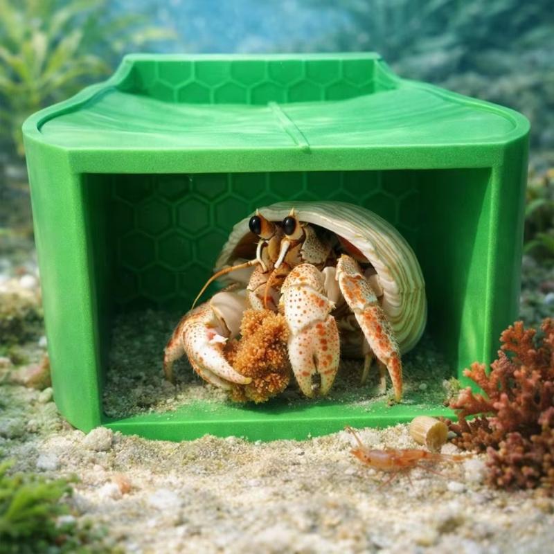 3-In-1 Hermit Crab Feeding Platform, Hideout, And Non-Slip Ramp Suitable For Reptile/Invertebrate Enclosures