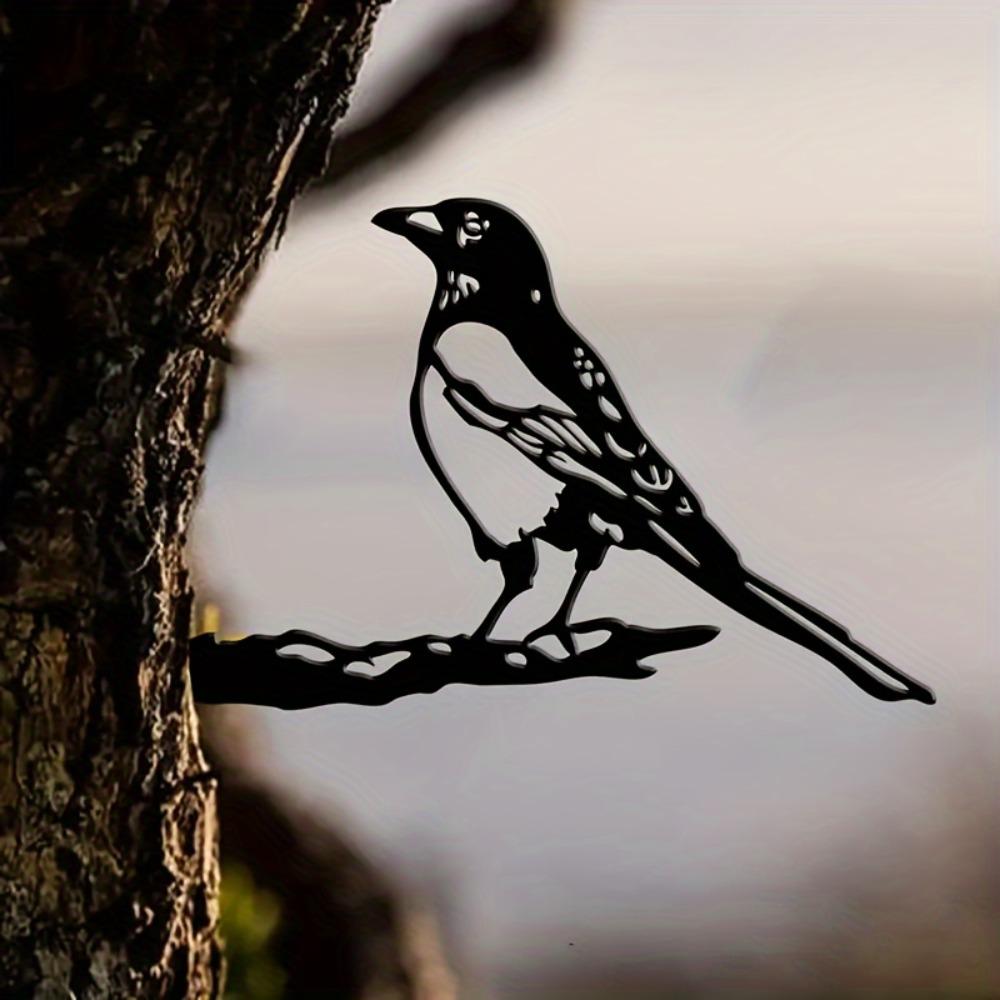 Black Metal Wall Art Magpie Silhouette Outdoor Garden Decor Durable Iron Sculpture Bird Christmas Gift Home Yard Decoration