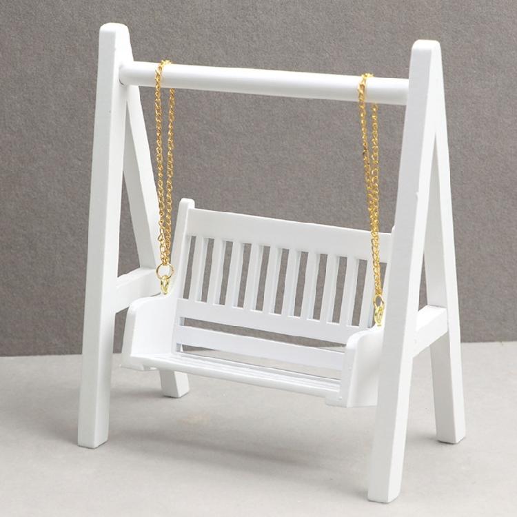 1:12 Swing Chair Model White Garden Swing Miniature Furniture Dolls Accessory