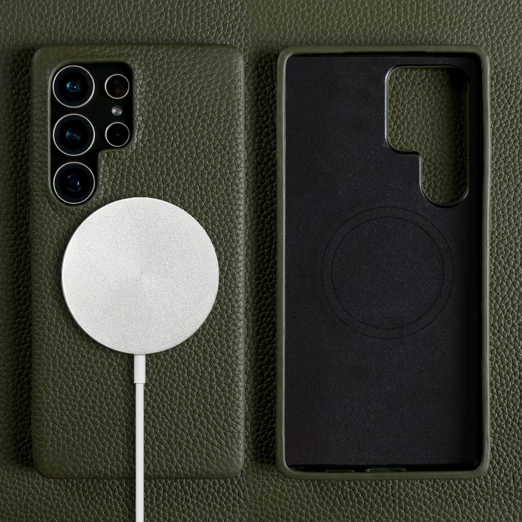Luxury Cowhide Magnetic Suction Leather Case For Samsung Galaxy S25 Ultra S24 Plus S23 FE S22 S21+ Full Edge Protection Cover