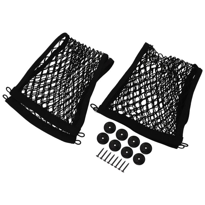 Pocket Storage Net Replacement 2pcs Accessories Black Boat Car Cargo Net Fittings Organizer With Screws 25*60CM