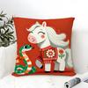 Festive Cartoon Chinese Dragon Print Pillow Case Cotton Linen Fabric Square Zipper Pillowcase Home Decorative Living Room