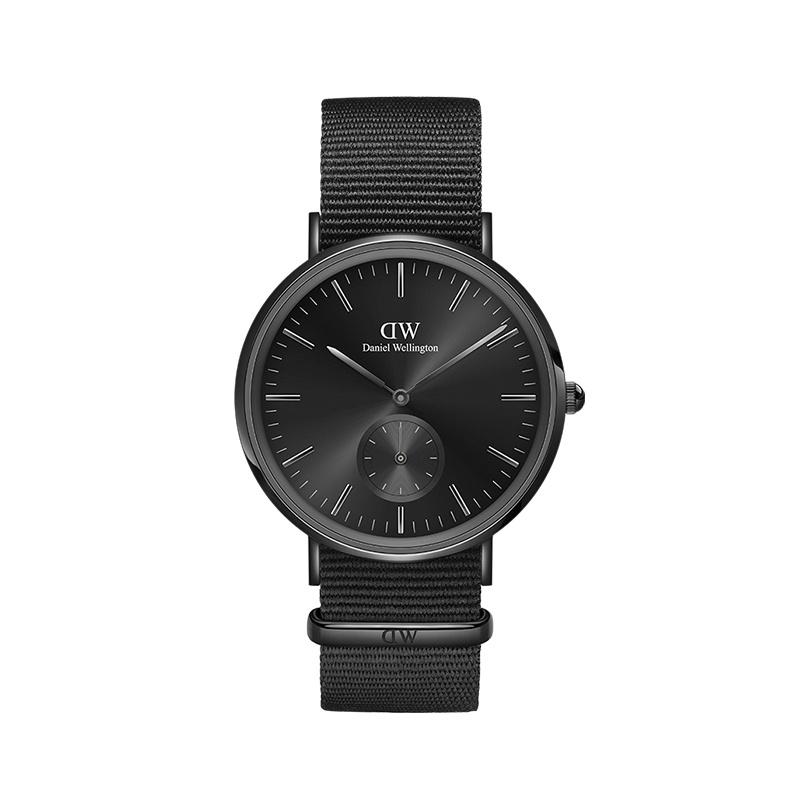DANIEL WELLINGTON Classic Series Watch Quartz Movement Canvas Strap 40mm Black Dial Men's Watch Fashionable and Versatile DW00100738