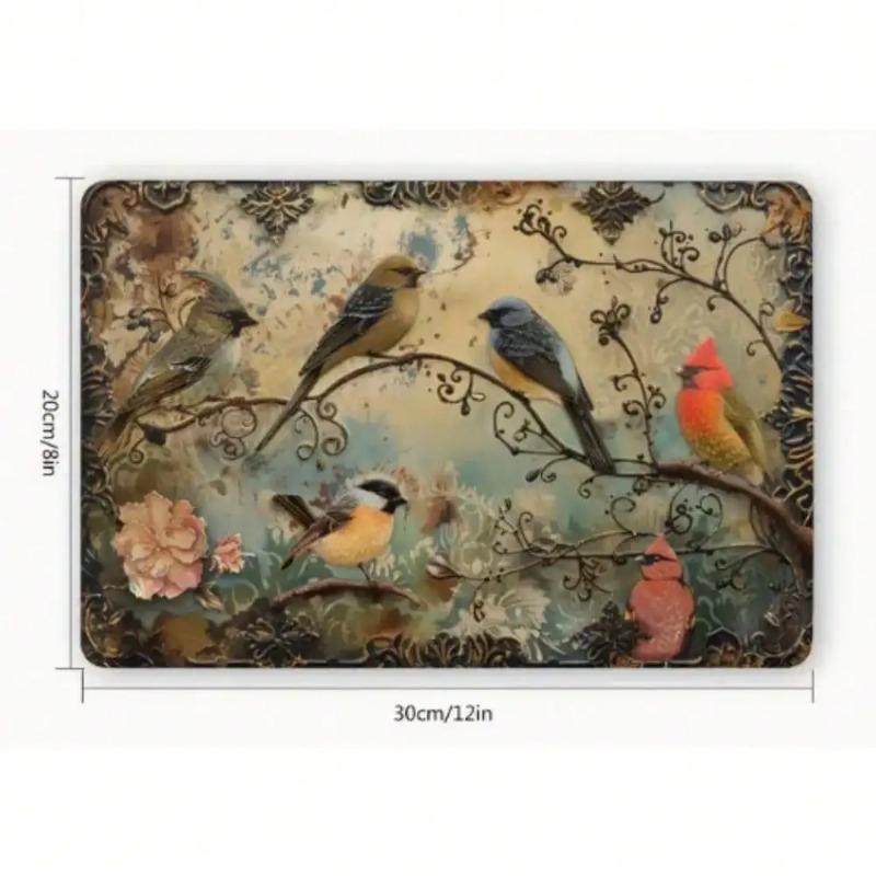 Vintage 3D Embossed Bird Metal Wall Art Rustic Farmhouse Floral Garden Decor Sign